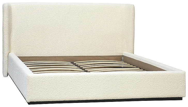 Fornell Birchwood Queen Bed with Cream Boucle Upholstery DV7349