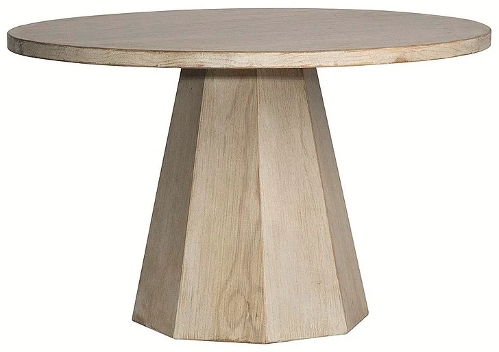Palender 48" Round Reclaimed Pine Wood Dining Table in Light Warm Wash Finish DV7433 PROMO