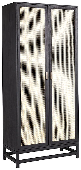 Farenth Solid Hardwood Cabinet with Rattan Double Doors DV7543 PROMO