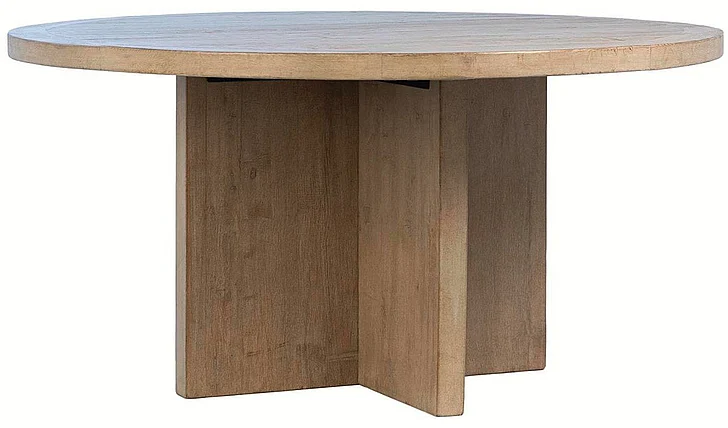Davidson 60" Round Reclaimed Pine Wood Dining Table in Warm Wash Finish DV7865