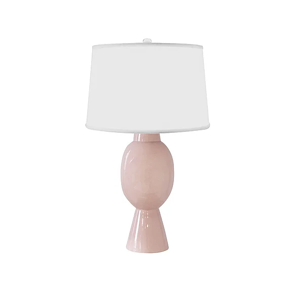 Worlds Away Dover Tall Bulb Shape Ceramic Table Lamp in Blush DOVER BLUSH