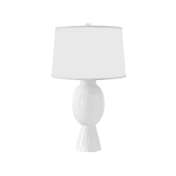Worlds Away Dover Tall Bulb Shape Ceramic Table Lamp in White DOVER WH