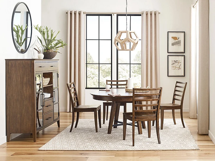 Kincaid Abode Salter 5pc Round Dining Set in Warm Brunette