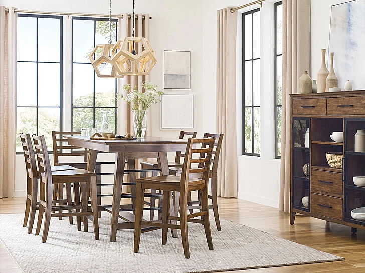 Kincaid Abode Zane 7pc Counter Height Dining Set in Warm Brunette