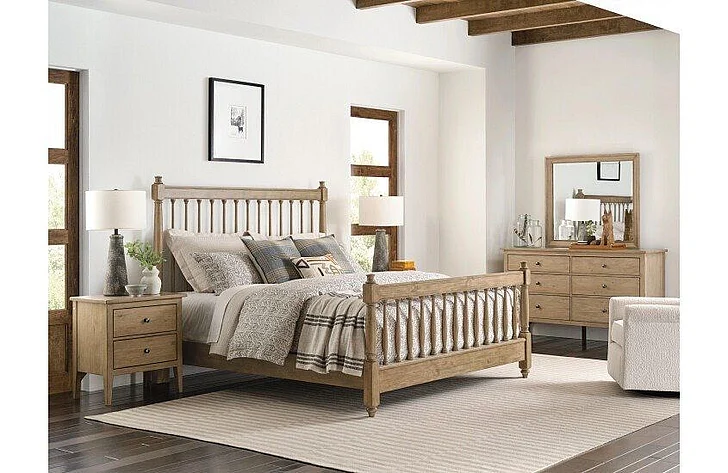 Kincaid Arbor Spindle 2pc Bedroom Set in Oatmeal