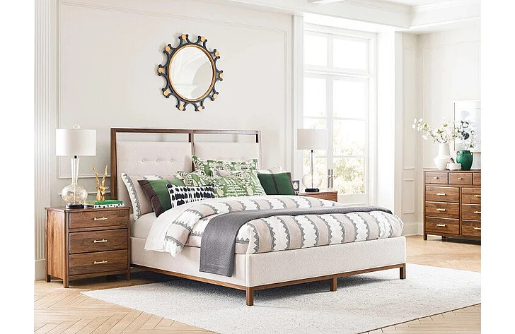 Kincaid Monogram Walnut Pinehurst 2pc Upholstered Bedroom Set