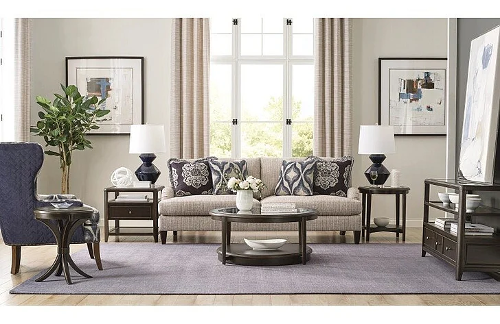 Hammary Whitaker 4pc Round Occational Table Set in Black Denim