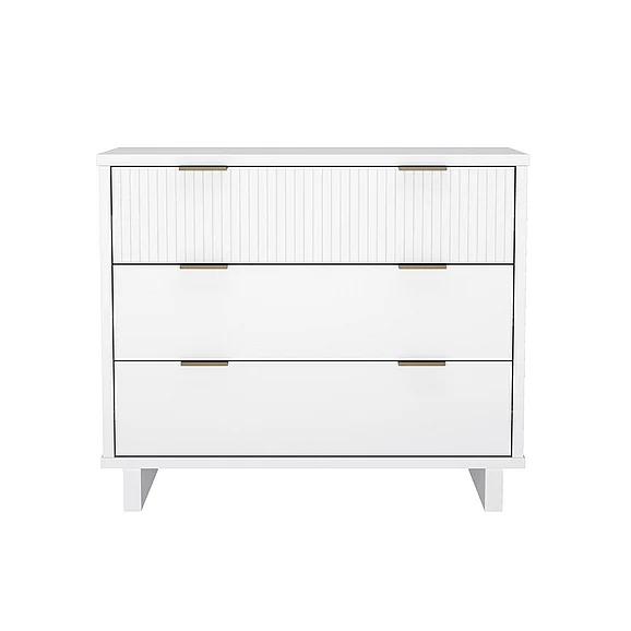 Manhattan Comfort Elara 38" Solid Wood Dresser in White (3-Drawer) DR1782-1