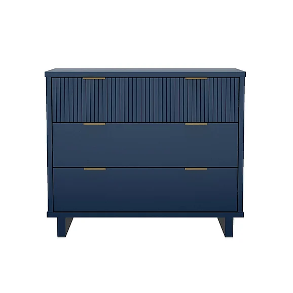 Manhattan Comfort Elara 38" Solid Wood Dresser in Midnight Blue (3-Drawer) DR1782-4