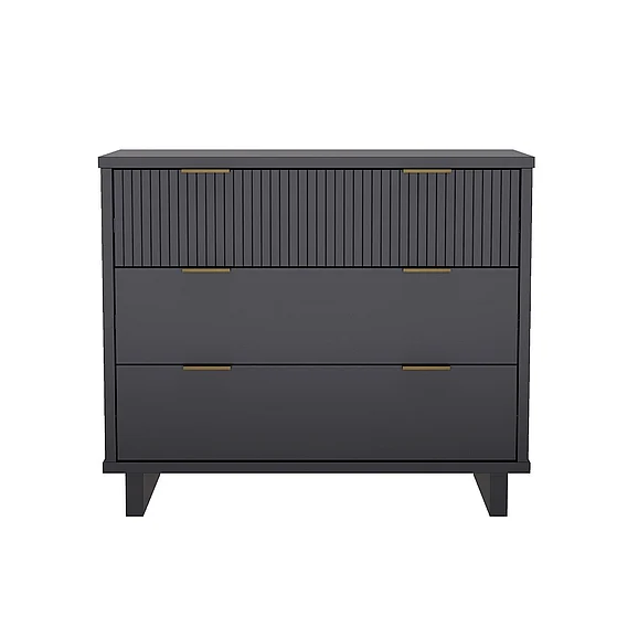 Manhattan Comfort Elara 38" Solid Wood Dresser in Charcoal Gray (3-Drawer) DR1782-5