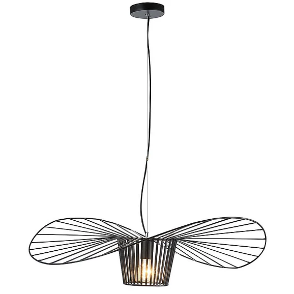 Bethel Single Pendant Black Iron Wire Hat Shaped Light Fixture DS10