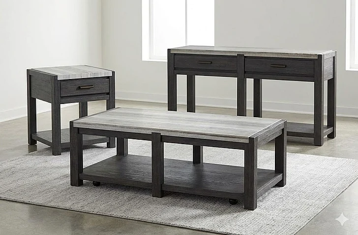 Magnussen Plum Creek 3pc Occasional Set in Ravenwood Black