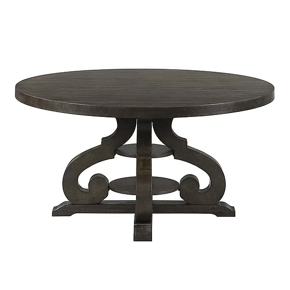 Elements International Stone Round Dining Table in Dark Ash DST180DT