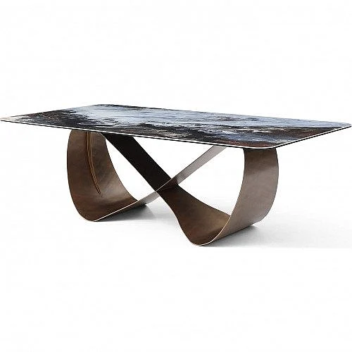 Whiteline Modern Tiffany Dining Table in DT1928-CRM/BRZ