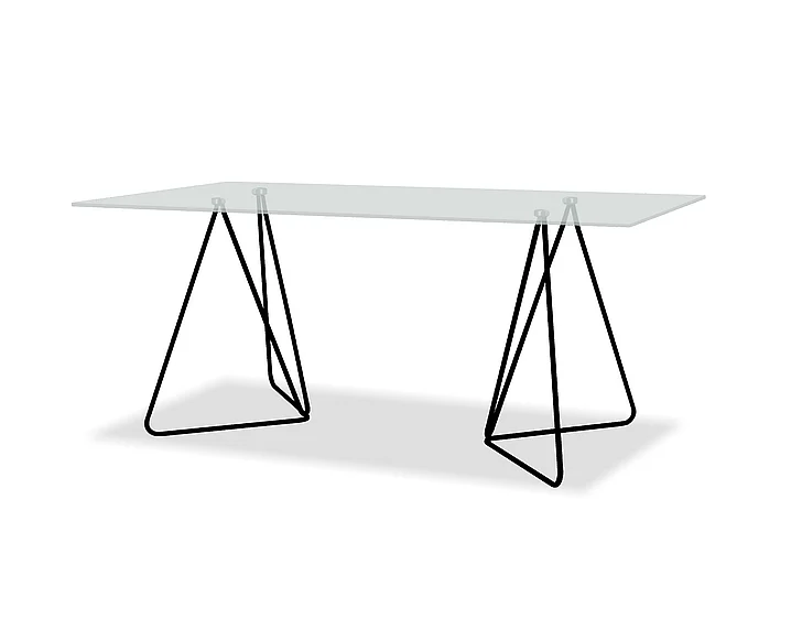 Mobital Papillon Dining Table Clear Glass Top, Black Powder Coated Steel Base DTA-PAPI-CLEA-BLACK CLOSEOUT