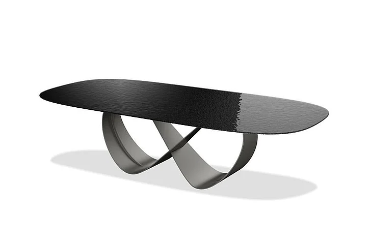 Mobital Wave 110" Dining Table Black Modern Melt Glass DTA-WAVE-BLAC-PCBLA
