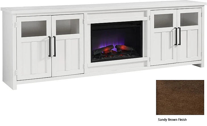 Aspenhome Finnegan 98" Fireplace Console with Hutch in Brown DTT1970-SBR;DTT1270H-SBR
