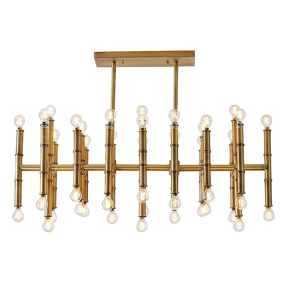 Bethel Antique Brass Bamboo Pipe Chandelier DU33AB
