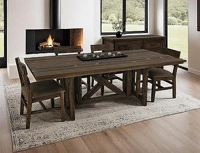 IFD Dutton 5pc Dining Table Set in Brown