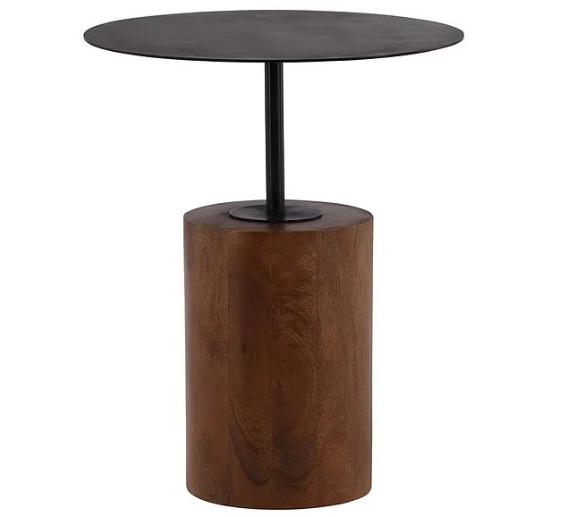 Guthrie Brown Mango Wood and Black Iron Side Table