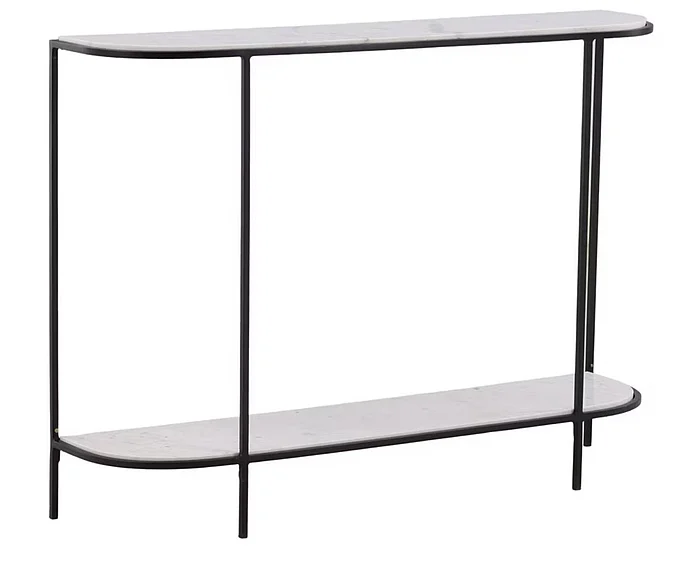 Raymond 43" Iron and Banswara Marble Console Table