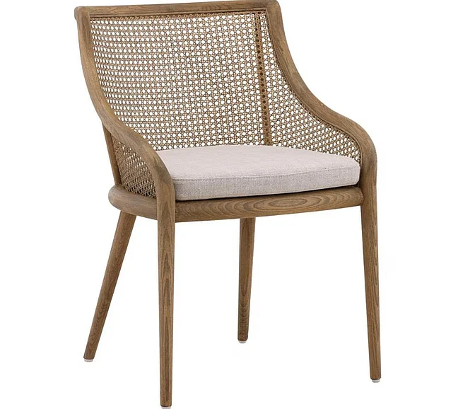 Azalea Ash Wood and Beige Linen Dining Chair