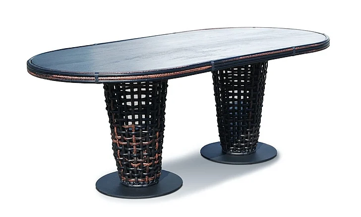 Skyline Design Dynasty Oval Dining Table in Black Mushroom 22460B