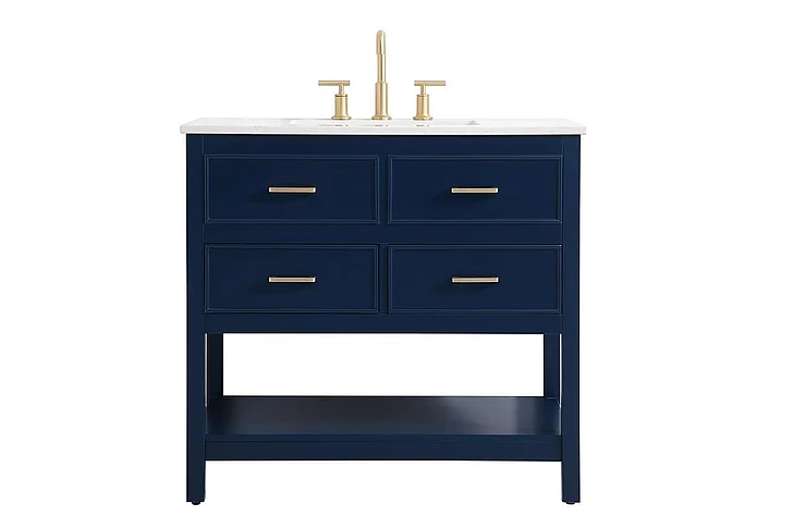 Elegant 36 In. Single Bathroom Vanity in Blue VF19036BL
