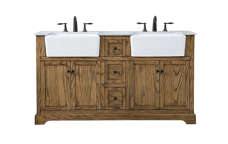 Elegant 60 In. Double Bathroom Vanity in Driftwood VF60260DDW