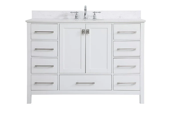 Elegant 48 In. Single Bathroom Vanity in White with Backsplash VF18848WH-BS
