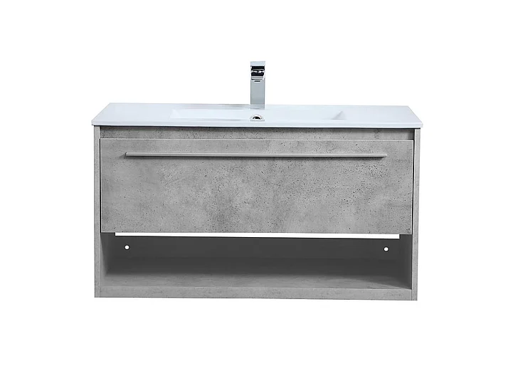 Elegant 36 In. Single Bathroom Floating Vanity in Concrete Grey VF43036CG CLOSEOUT