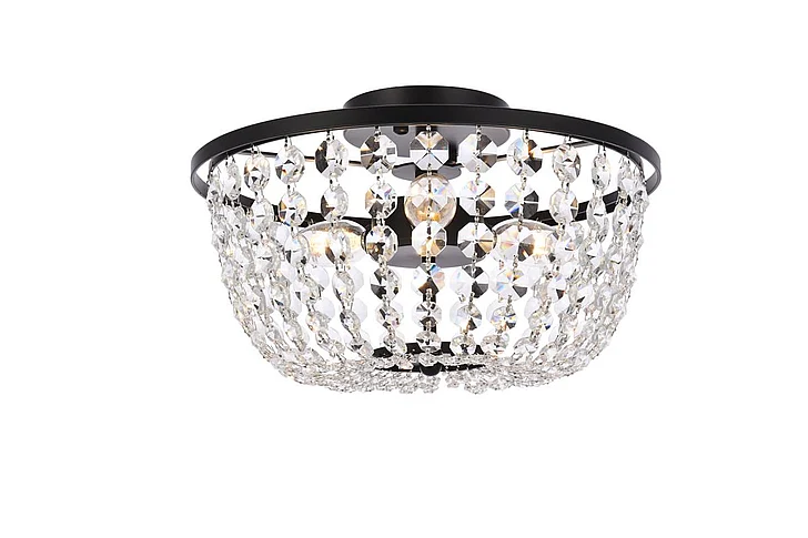 Elegant Cora 13 In. Flush Mount in Black 1109F13BK
