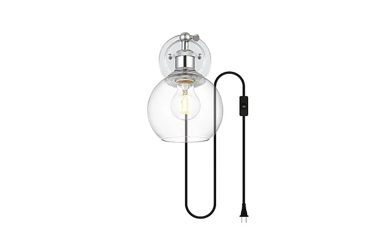 Elegant Wesson 1 Light Chrome and Clear Plug in Wall Sconce LD7330W6CH CLOSEOUT