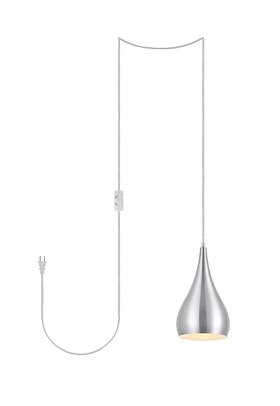Elegant Nora 1 Light Burnished Nickel Plug-In Pendant LDPG2001BN CLOSEOUT