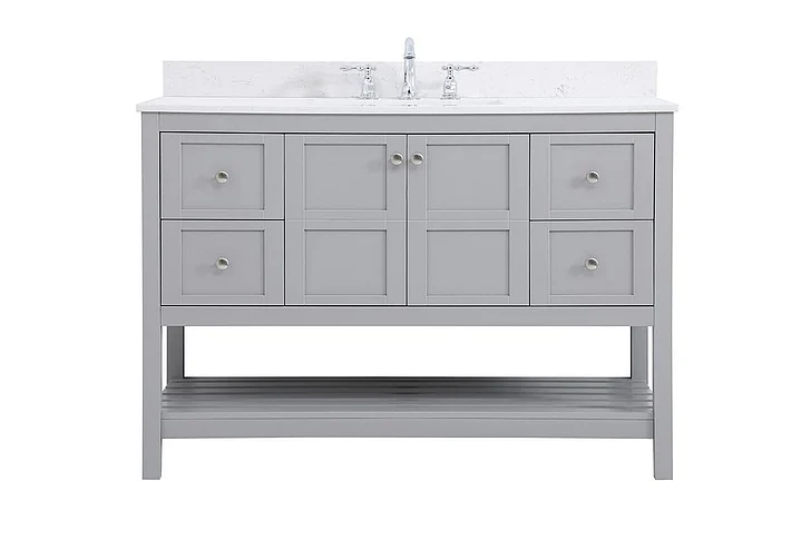 Elegant 48 In. Single Bathroom Vanity in Gray with Backsplash VF16448GR-BS