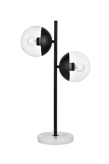 Elegant Eclipse 2 Lights Black Table Lamp with Clear Glass LD6153BK