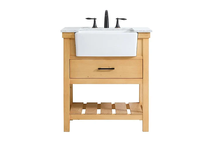 Elegant 30 In. Single Bathroom Vanity in Natural Wood VF60130NW