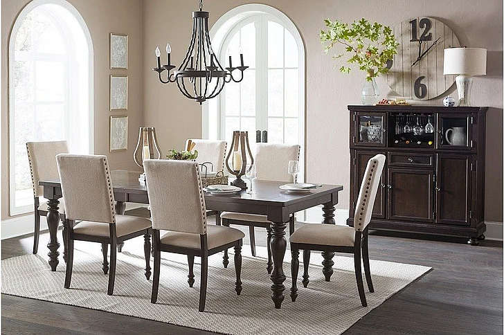 Homelegance Begonia 7pc Dining Table Set in Grayish Brown
