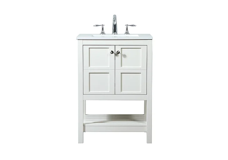 Elegant 24 In. Single Bathroom Vanity in White VF16424WH