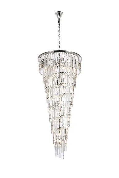 Elegant Sydney 30 In. Spiral Crystal Chandelier in Polished Nickel 1201SR30PN/RC