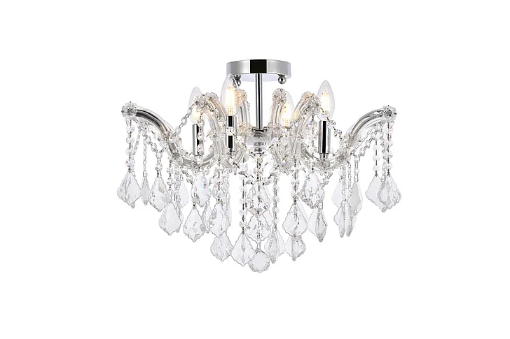 Elegant Maria Theresa 4 Light Chrome Flush Mount Clear Royal Cut Crystal 2800F18C/RC