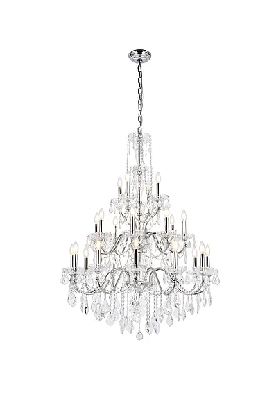 Elegant St. Francis 24 Light Chrome Chandelier Clear Royal Cut Crystal V2015G36C/RC