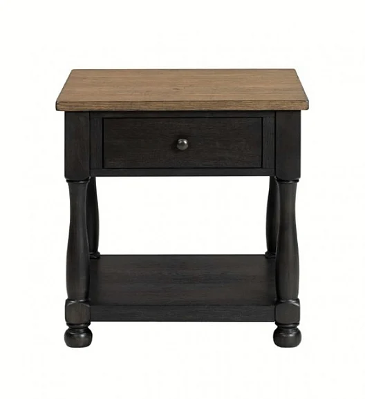 Furniture of America Neue Mills End Table in Weathered Black/Brown FM40009BK-E
