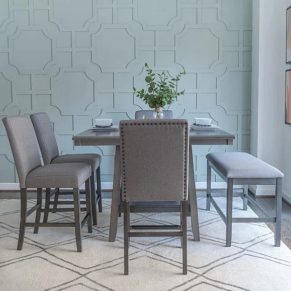 Powell Furniture Spiva 6pc Counter Height Dining Room Set in Grey