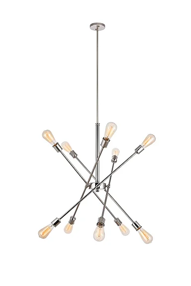 Elegant Axel 10 Lights Polished Nickel Pendant LD8018D28PN