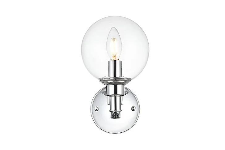 Elegant Jaelynn 1 Light Chrome and Clear Bath Sconce LD7318W6CH CLOSEOUT