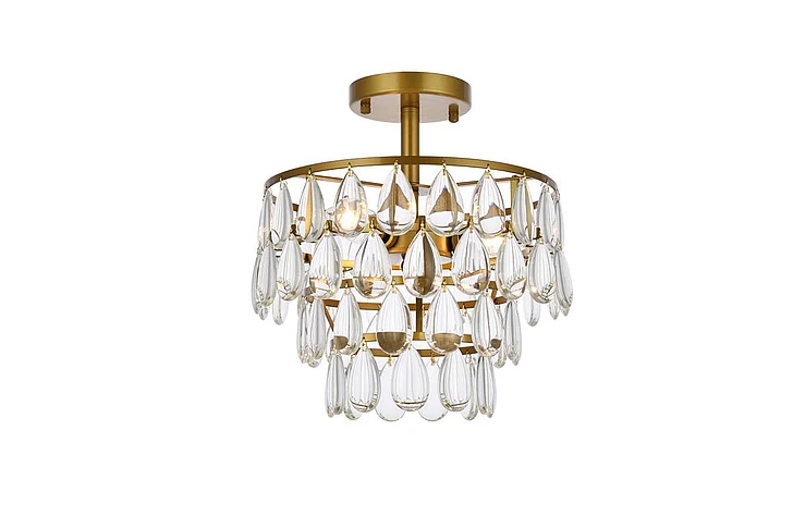 Elegant Mila 12 In. Flush Mount in Brass 1103F12BR