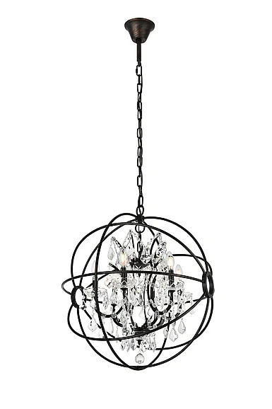 Elegant Geneva 6 Light Dark Bronze Chandelier Clear Royal Cut Crystal 1130D25DB/RC