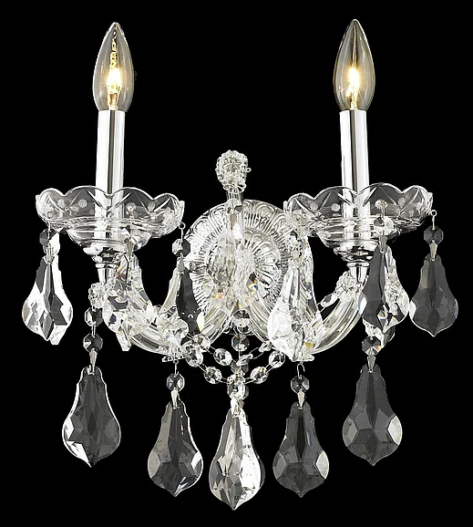Elegant Maria Theresa 2 Light Chrome Wall Sconce Clear Royal Cut Crystal 2801W2C/RC