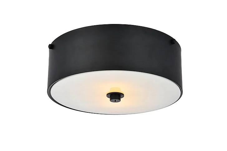 Elegant Hazen 2 Light 12 In. Flat Black Flush Mount LD6024